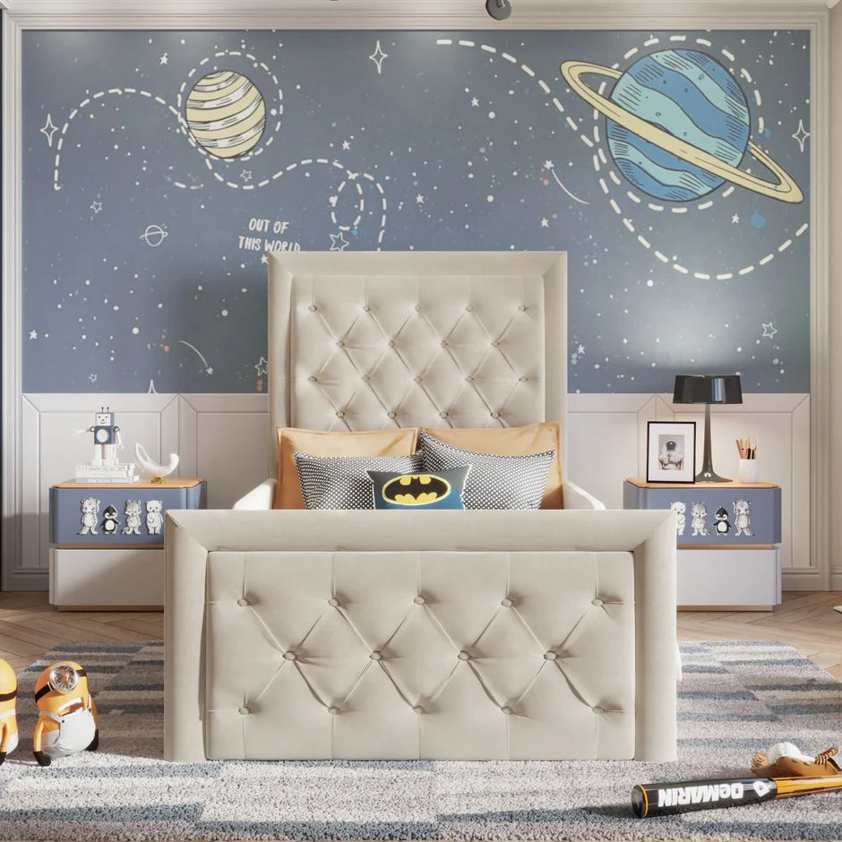 Diamond Cloud Upholstered Kids Bed