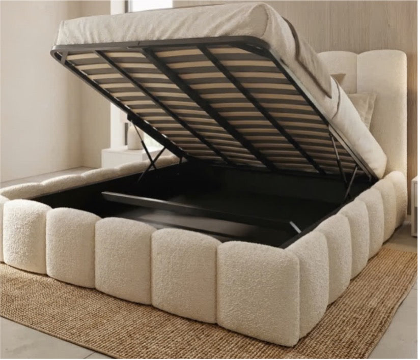 Milan Bouclé Ottoman Bed Frame with Gas Lift