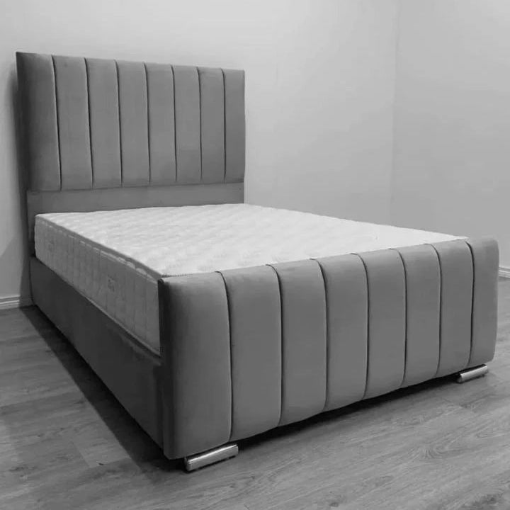 Panel Upholstered Bed With Mattress