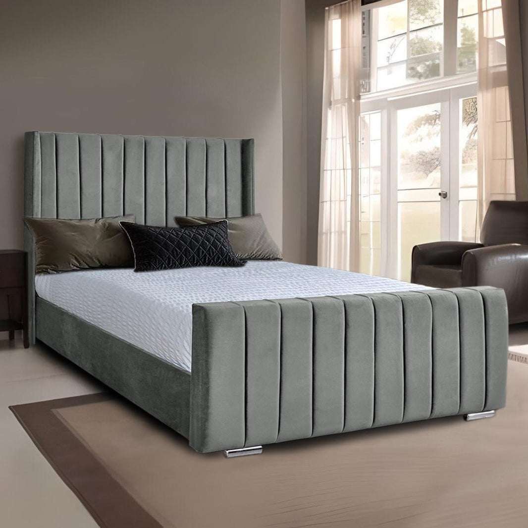 Panel Wingback Bed With Mattress